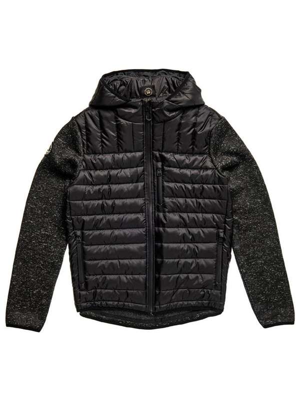 Superdry Men`s Storm Hybrid Zip Up Hooded Jacket Black M2010377A Size Medium