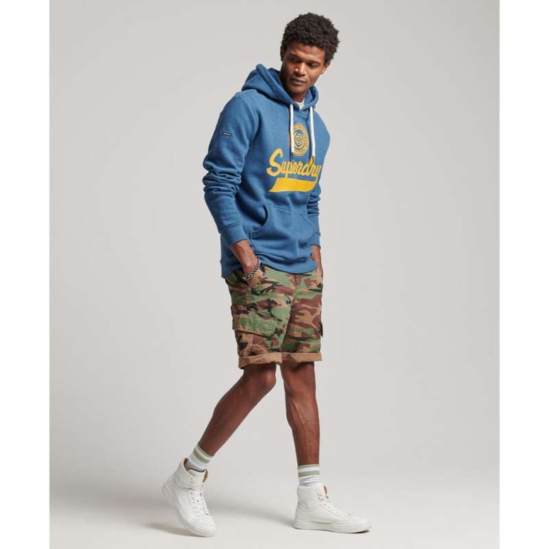 Superdry Men`s SCRIPT STYLE COLLEGIATE HOODIE BLUE M2011386A Size Medium