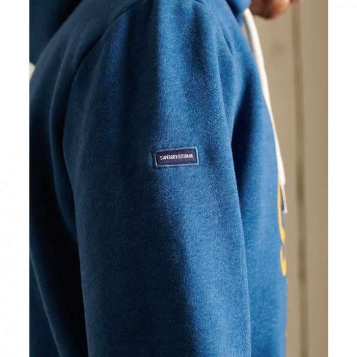 Superdry Men`s SCRIPT STYLE COLLEGIATE HOODIE BLUE M2011386A Size Medium