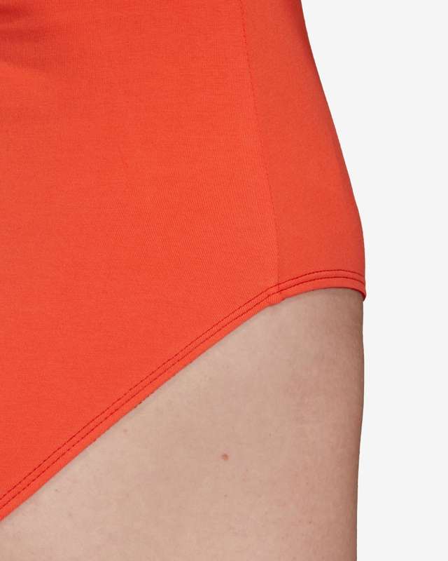 adidas Women`s Adicolor Sliced Trefoil Bodysuit Semi Solar Red GN2821 Size Medium