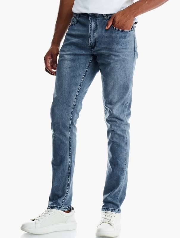 Jeep Men`s Stream Blue Regular Rise Slim Leg Jeans JMW22003 Size 34