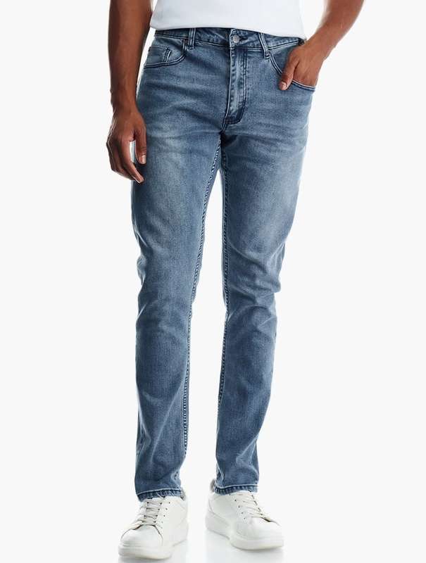 Jeep Men`s Stream Blue Regular Rise Slim Leg Jeans JMW22003 Size 34