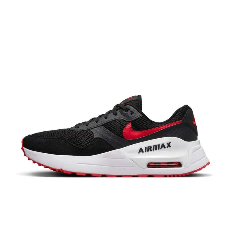 Nike Men`s AIR MAX SYSTM Black/ University Red- White DM9537 005 Size UK 9 (SA 9)