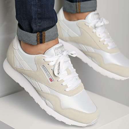 Reebok classic nylon white and cream trainers hot sale
