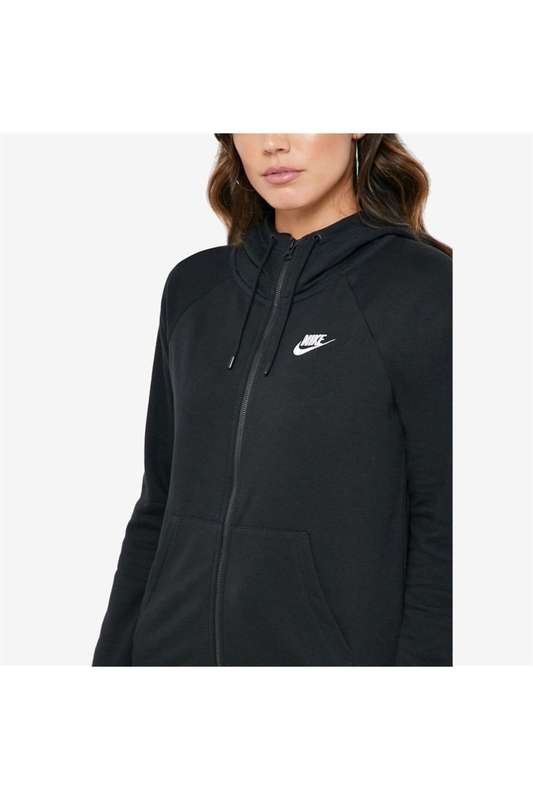 Nike Women`s Sportswear Essential Hoodie Full Zip Fleece Black DR6169 010 Size Medium
