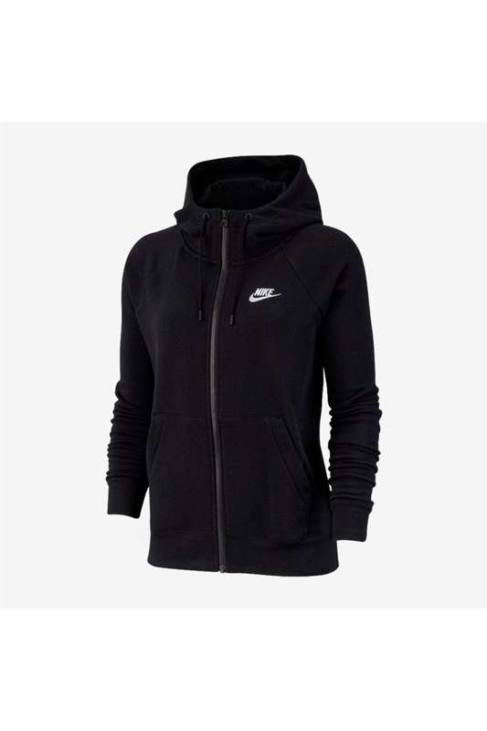 Nike Women`s Sportswear Essential Hoodie Full Zip Fleece Black DR6169 010 Size Medium