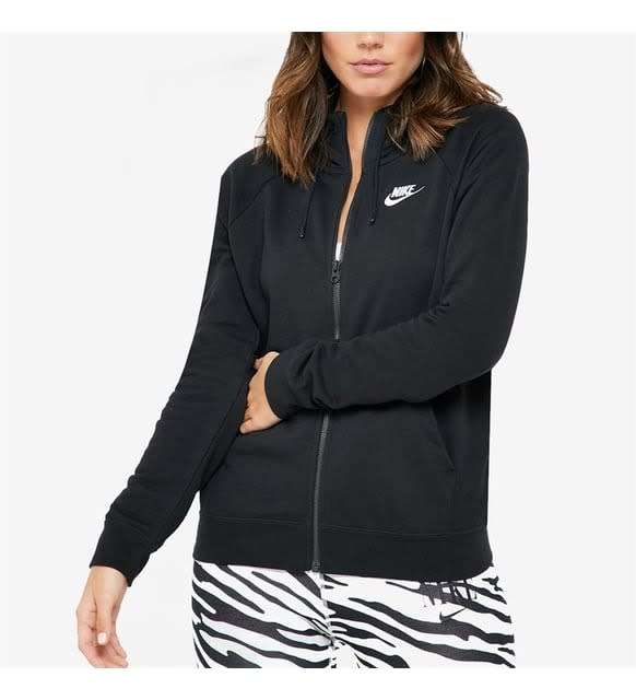 Nike Women`s Sportswear Essential Hoodie Full Zip Fleece Black DR6169 010 Size Medium