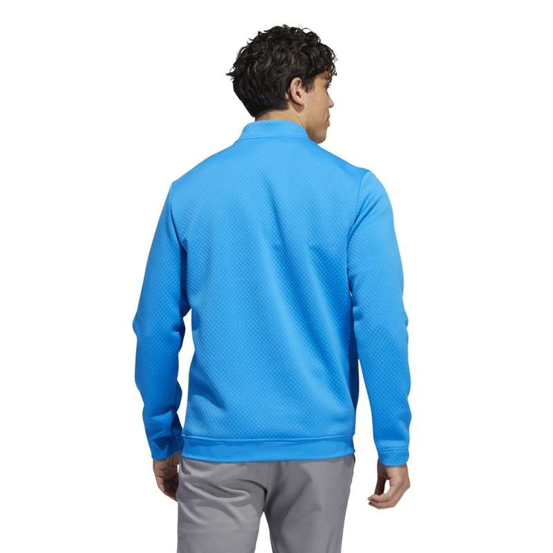 adidas Men`s Primegreen Water-Resistant 1/4 Zip Golf Sweatshirt Blue Rush HC5574 Size Medium