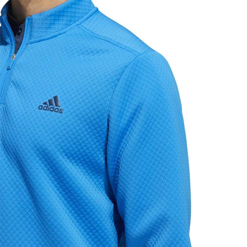 adidas Men`s Primegreen Water-Resistant 1/4 Zip Golf Sweatshirt Blue Rush HC5574 Size Medium