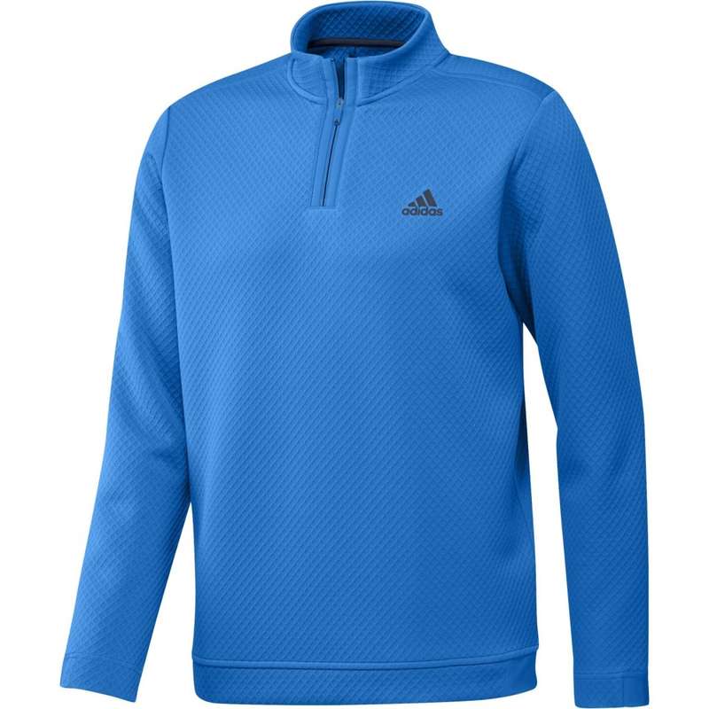 adidas Men`s Primegreen Water-Resistant 1/4 Zip Golf Sweatshirt Blue Rush HC5574 Size Medium