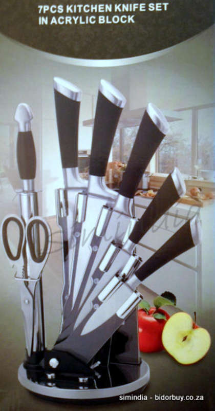 New Arrivals Superior High Quality 7pc Kitchen Knife Set in Acrylic Block