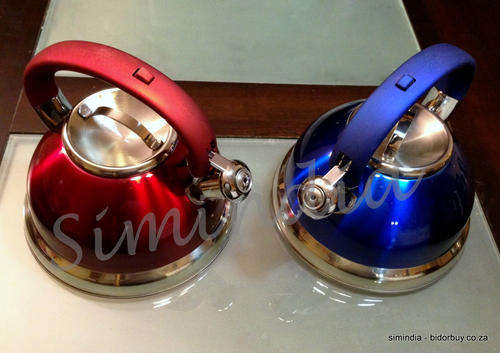 3,0 Litre Acrylic Funky Coloured Energy Saving Whistling Kettle - Red & Blue - 2 UP FOR GRABS