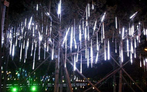 New Arrivals - SET OF 8 LED METEOR SHOWER RAIN LIGHTS -  WHITE - 50cm