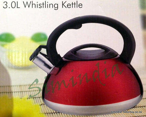 3,0 Litre Acrylic Funky Coloured Energy Saving Whistling Kettle - Red COLOUR NEW DESIGN