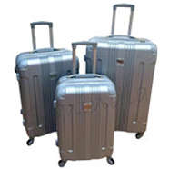 Set of 3 Suitcases Travel Trolley Luggage, ABS with Universal Wheels - Travel in Style - SILVER