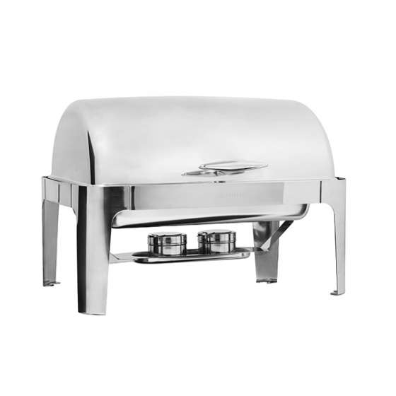 Mirror Finish Stainless Steel Rectangle Roll Top Chafing Dish Set