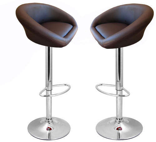Set of 2 Chocolate Brown Faux Leather Cup Breakfast Kitchen Bar Stool
