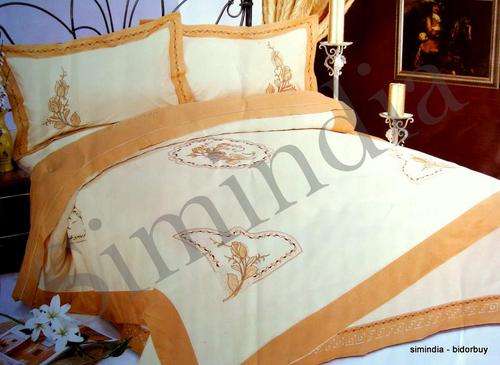EMBROIDRED COTTON 6 PIECE QUEEN SIZE AND DUVET COVER SET