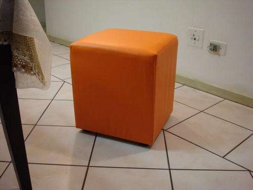 Leatherette  Ottoman Orange Color