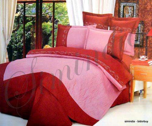 Elegant queen 6 imported Embroidered Polycotton embossed bed spead and Duvet Set