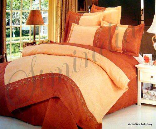 Elegant queen 6 imported Embroidered Polycotton embossed bed spead and Duvet Set