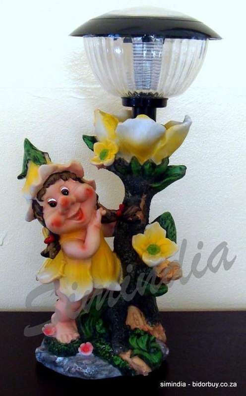 Eco- Friendly Solar Powered Poly resin fairy Gnome Light, Dwarf No Wiring