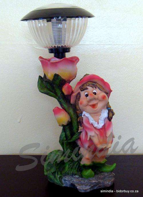 Eco- Friendly Solar Powered Poly resin fairy Gnome Light, Dwarf No Wiring