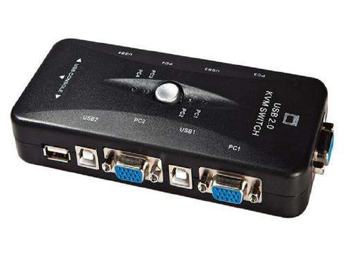 4-Port USB VGA KVM Switch (Connect one display to multiple PC's / Laptop's)