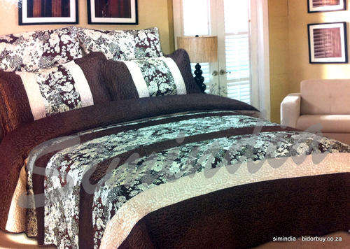 New Arrivals - First Time on BOB - QUEEN Size Luxurious Satin & Velvet Quilted Bedspread 5 Pieces