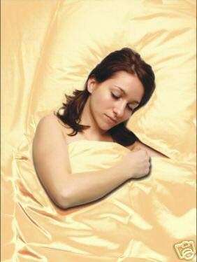 **Queen SIZE **SEXY CHARMEUSE gold SATIN SHEET SET BY SCENT-SATION.