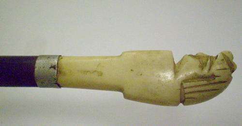 MALACCA CANE/STICK WITH BONE HANDLE AND TIP