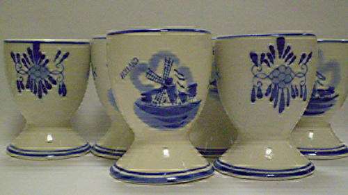 SET OF SIX  DELFT  EGG CUPS