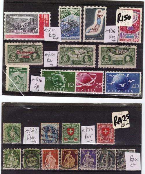 Europe on 26 stockcards (CV=R1800+)