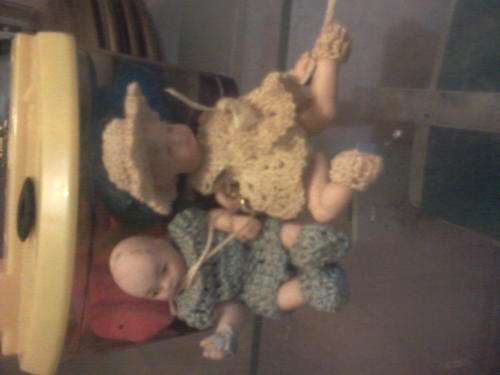 Vintage Miniature Porcelain  Bisque Strung Baby Dolls