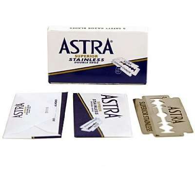 100 Astra Superior Stainless Double Edge Safety Razor Blades. Manufactured by Gillette P&G.