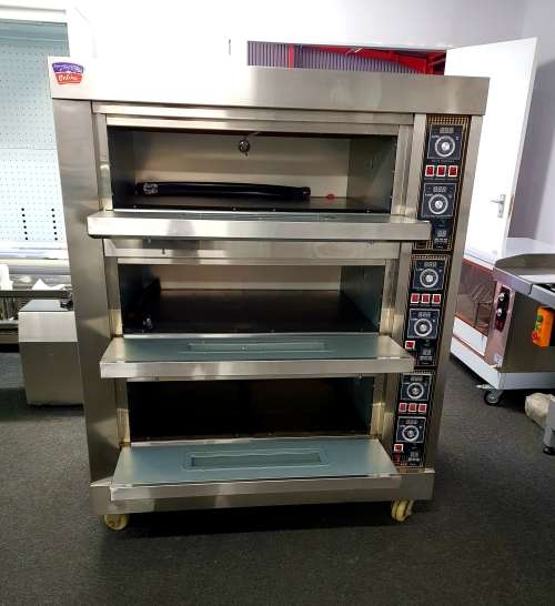DECK OVEN FOR SALE - BAKING OVEN - COMMERCIAL BAKERY OVEN FOR BREAD - 3 DECK 6 TRAY ELECTRIC OVEN