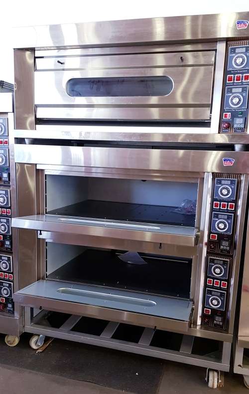 DECK OVEN FOR SALE - BAKING OVEN - COMMERCIAL BAKERY OVEN FOR BREAD - 3 DECK 6 TRAY ELECTRIC OVEN