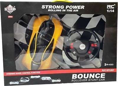 27cm Bounce REAL GAMING STUNT ROLLOVER CAR WITH STEERING OPTION, Rechargeable