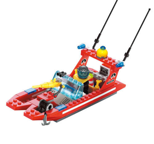Fire Rescue Fire Boat Crane Truck Fireman Assemble Model Building Blocks Minifigures Kids