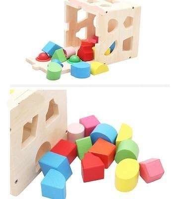 Wooden Cube Puzzle Toy Kids Intelligence Box Learning Educational Game