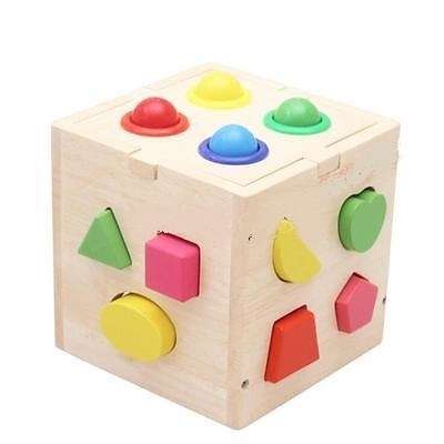 Wooden Cube Puzzle Toy Kids Intelligence Box Learning Educational Game