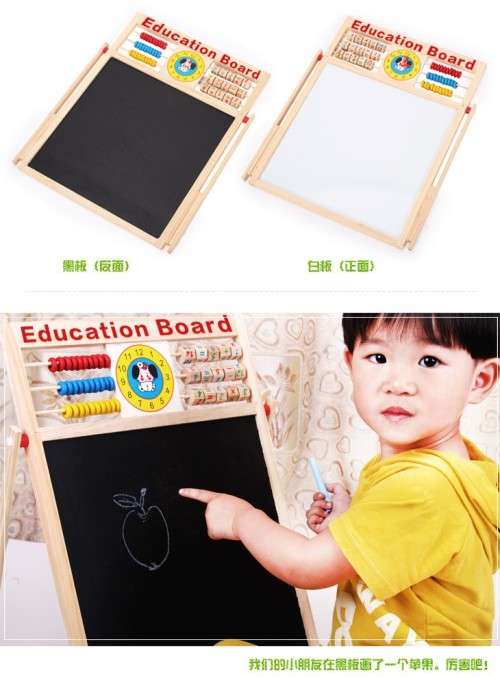 Drawing Board Baby Toys Double-faced Board Wooden Multifunctional Magnetic Board Kids Educational Dr
