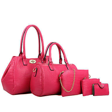 *BARGAIN + LOCAL* [Wine/Red] Women Shoulder ST Bag Tote Bag Set of 5