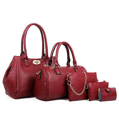 *BARGAIN + LOCAL* [Wine/Red] Women Shoulder ST Bag Tote Bag Set of 5