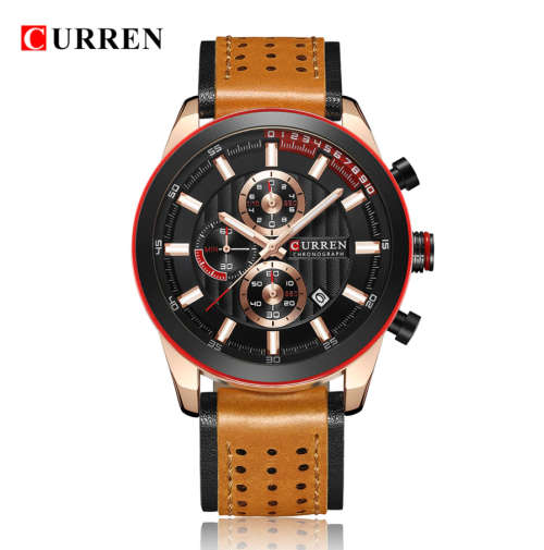 CURREN Leather Quartz Men Watches Waterproof