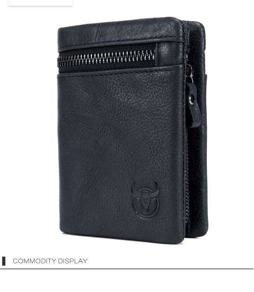 BULLCAPTAIN 2019 Genuine Leather Zipper Wallet MEN ( BLACK) (QB03)