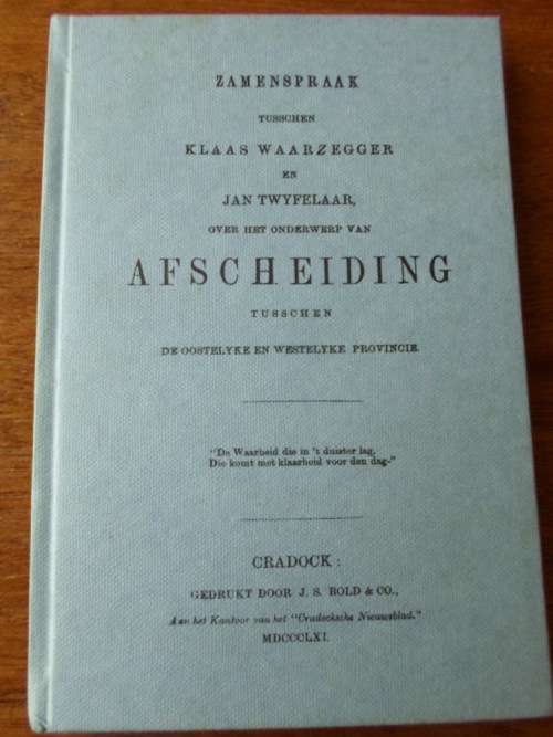 Zamenspraak tussen Klaas Waarzegger en Jan Twyfelaar over Afscheiding tussen OP en WP