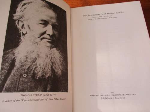 Reminiscences of THOMAS STUBBS  W.A. Maxwell & R.T. McGeogh  Graham's Town Series