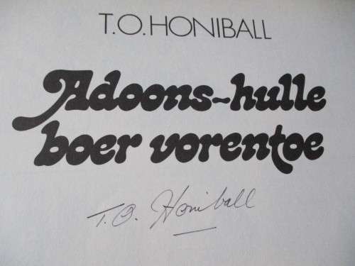 GETEKEN T.O Honiball. ADOONS-HULLE BOER VORENTOE
