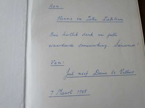 MY DE VILLIERS-STAMBOOM. 'n Historiese Terugblik